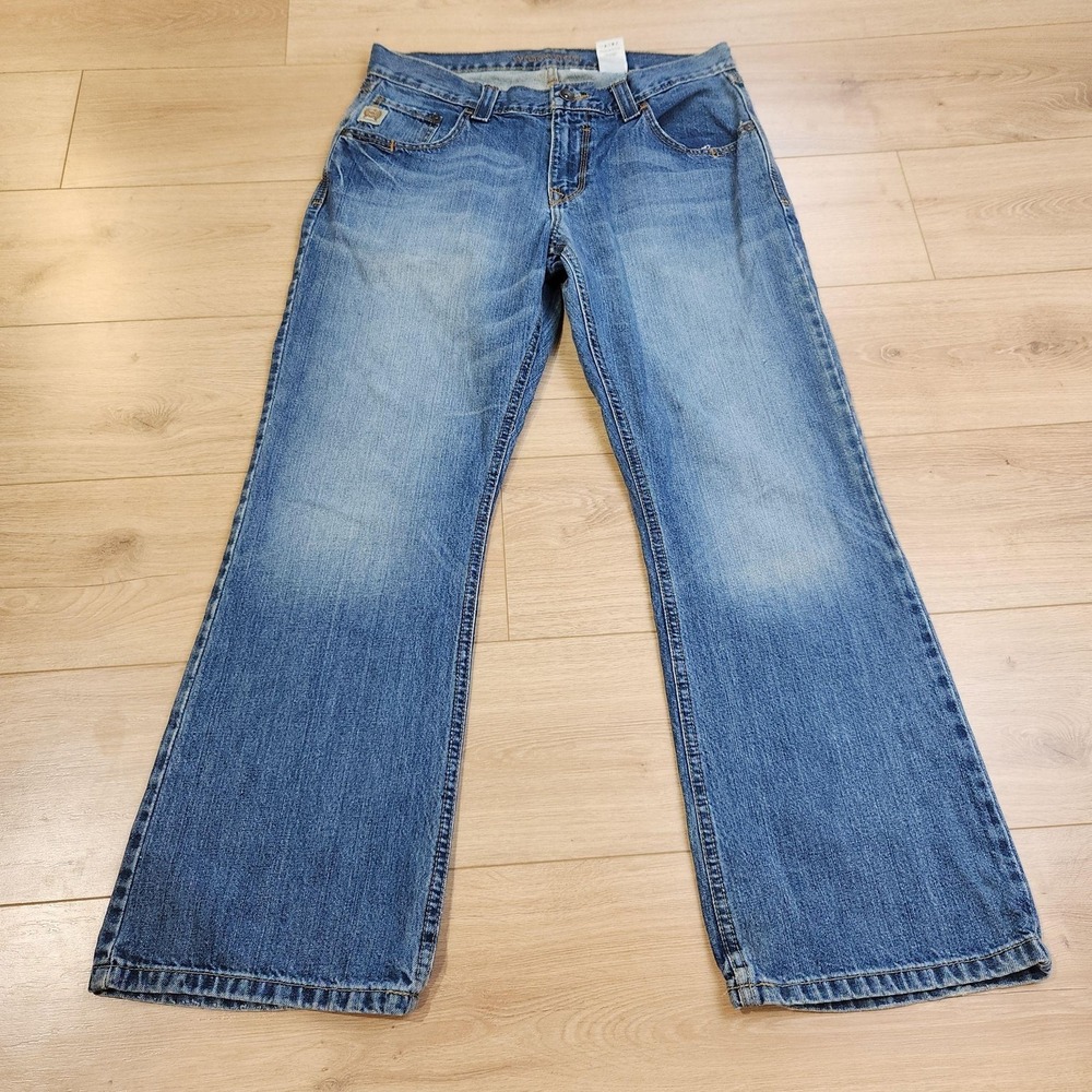 Cinch Carter Jeans Mens 34x30 Blue Med Wash Relaxed Bootcut Denim Western
